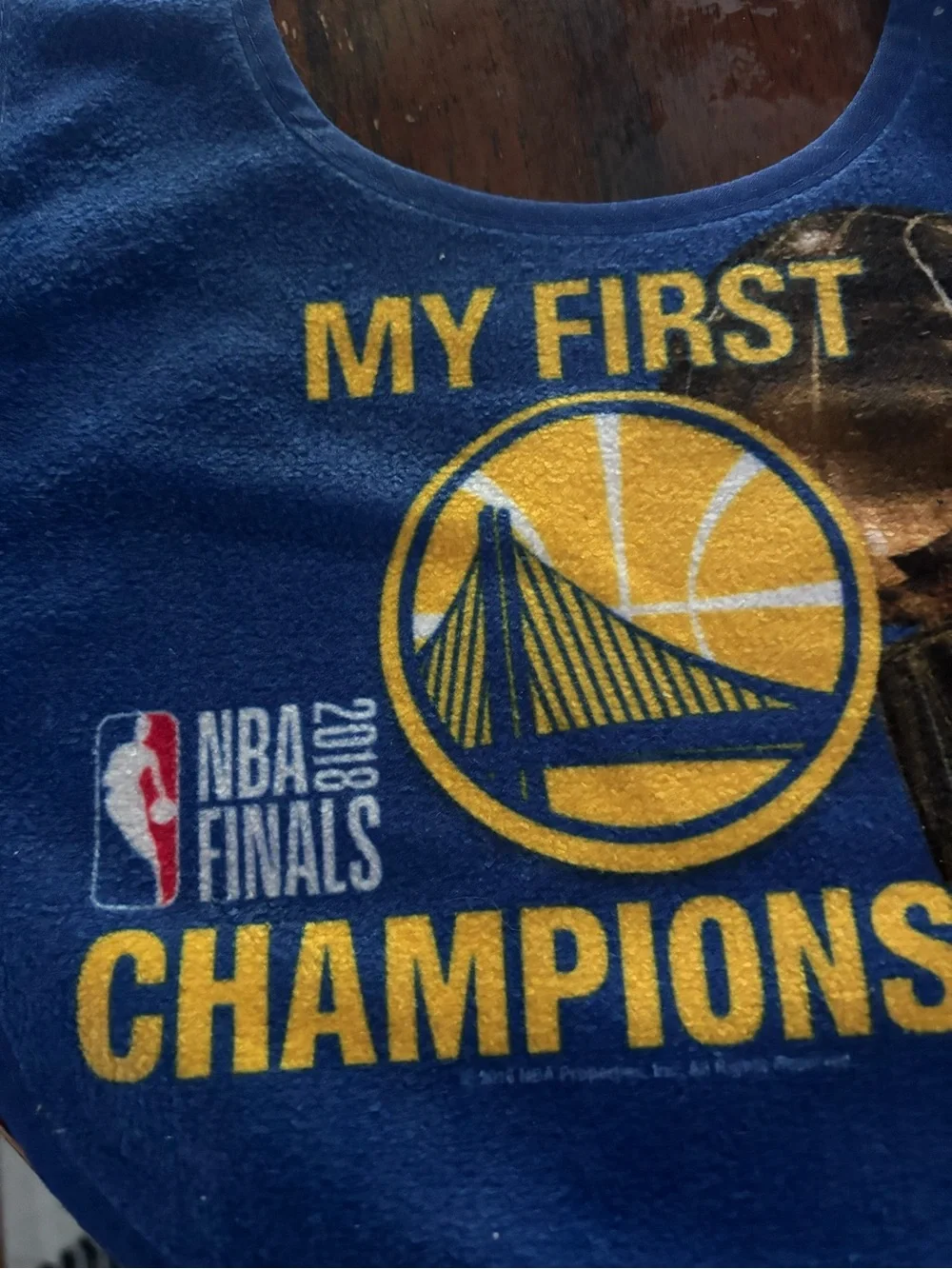 Wincraft Blue and Yellow Golden State Warriors 'My First Championship' Baby Bib